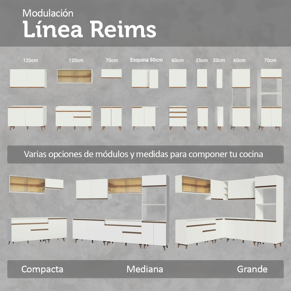 Cocina Integral Reims 1.90 m con Encimera Blanco 05