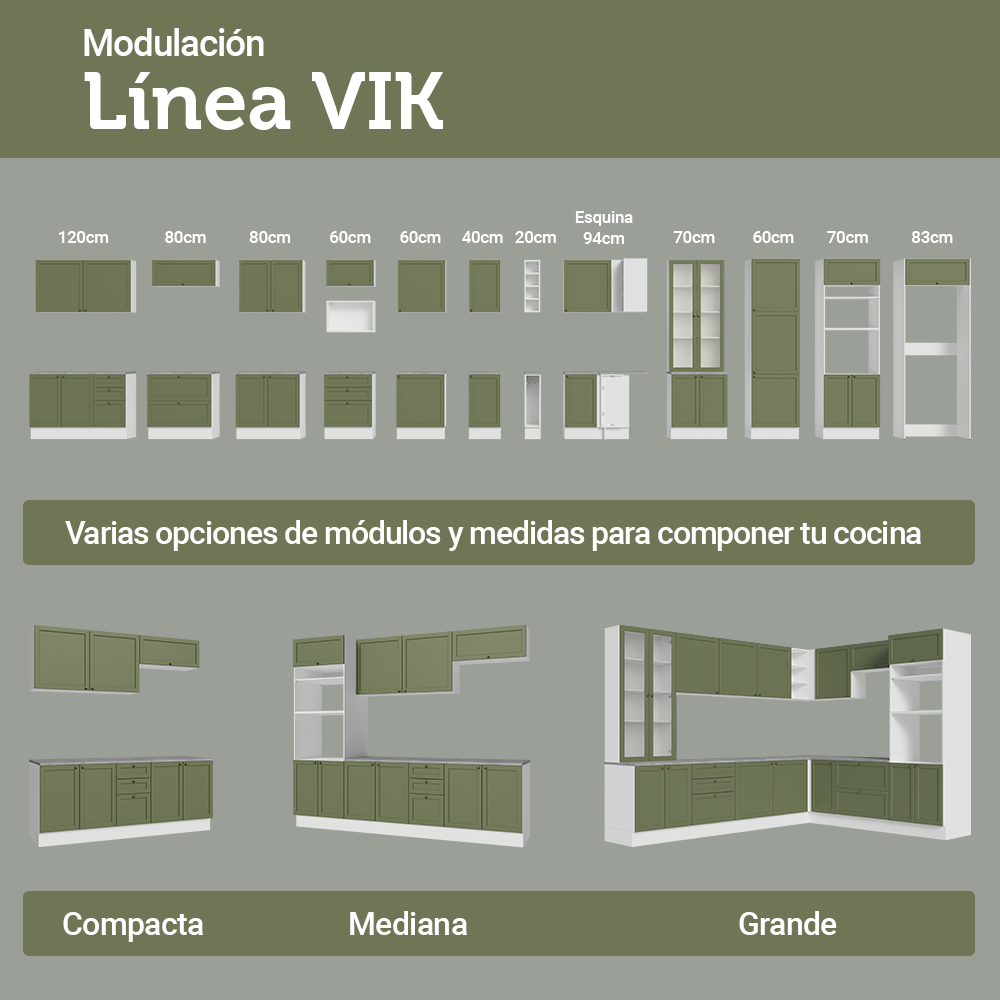Cocina Integral Vik 2.70 Metros Blanco/Verde 01