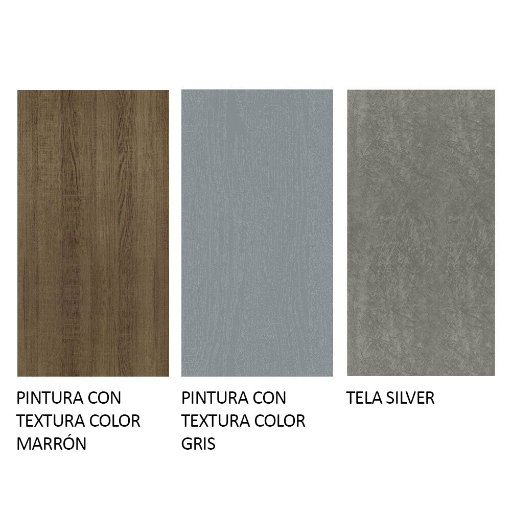 Juego de Comedor Avril con 4 Sillas - Tablero de Madera y Cubierta de Cristal Marrón/Gris/Plateado