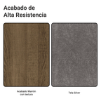 Juego de Comedor Porto con 4 Sillas - Tablero de Madera y Cristal Marrón/Plateado