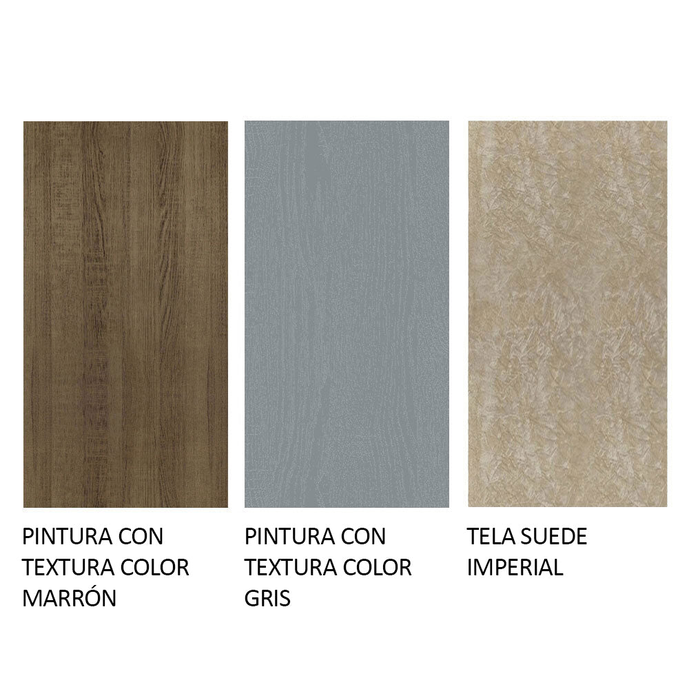 Juego de Comedor Alexis con 6 Sillas - Tablero de Madera y Cubierta de Cristal Marrón/Gris/Imperial