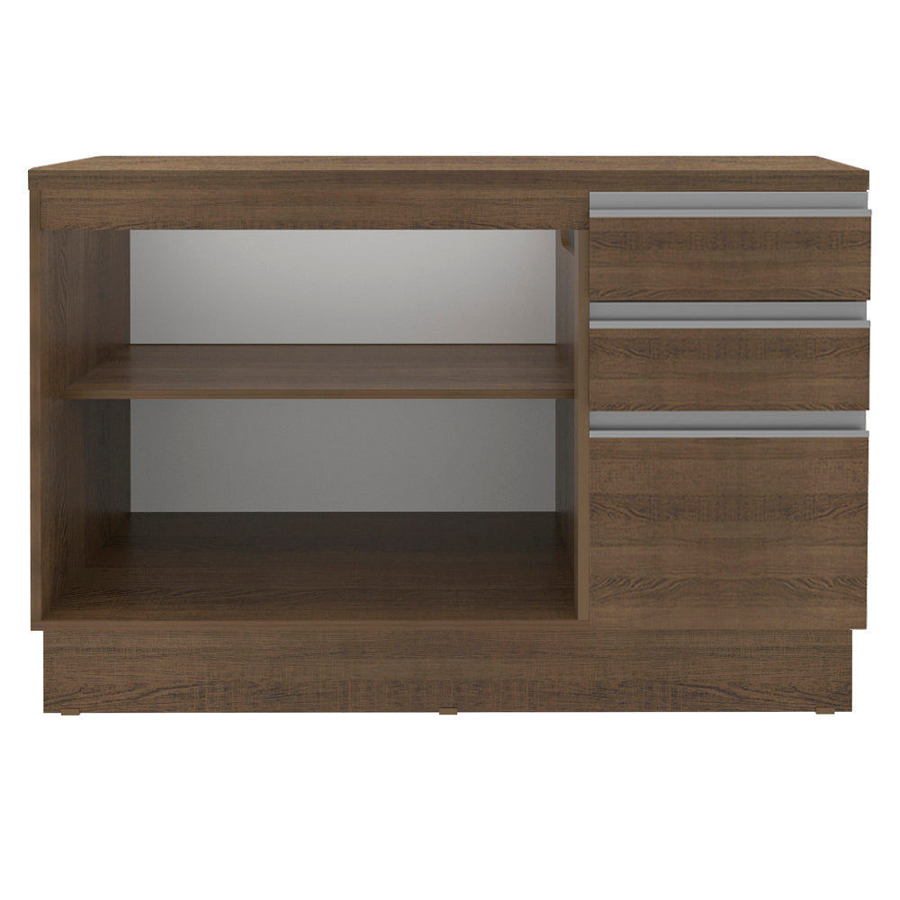 Mueble de Cocina Bajo Glamy 1.20 m 2 Puertas 3 Cajones con Encimera Marrón
