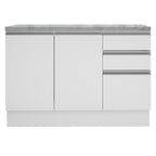 Mueble de Cocina Bajo Glamy 1.20 m 2 Puertas 3 Cajones con Encimera Blanco