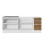 Kit 2 Muebles de Cocina Bajo Glamy 2.00 m con Mesón de Acero Blanco/Marrón