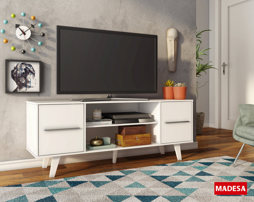 Centro de Entretenimiento Mesa para TV Copenhaguen 136 cm Hasta 55 Pulgadas Blanco Madesa