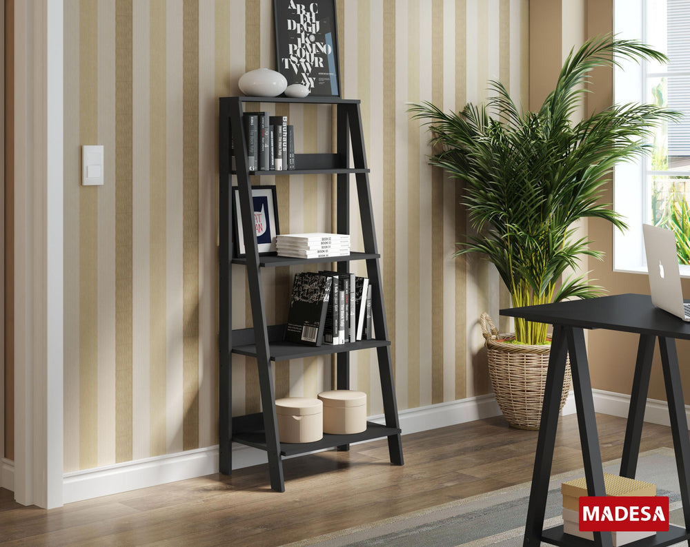 Mueble Estante Librero 61 cm con 4 Niveles Negro Madesa