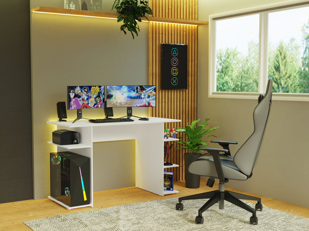 Escritorio Gamer Moderno para PC y Consola 9424 Blanco