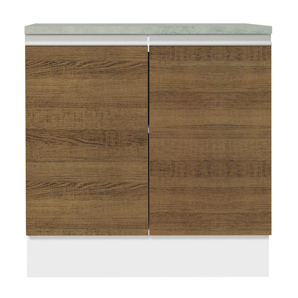 Mueble de Cocina Bajo Glamy 80 cm 2 Puertas Blanco/Marrón