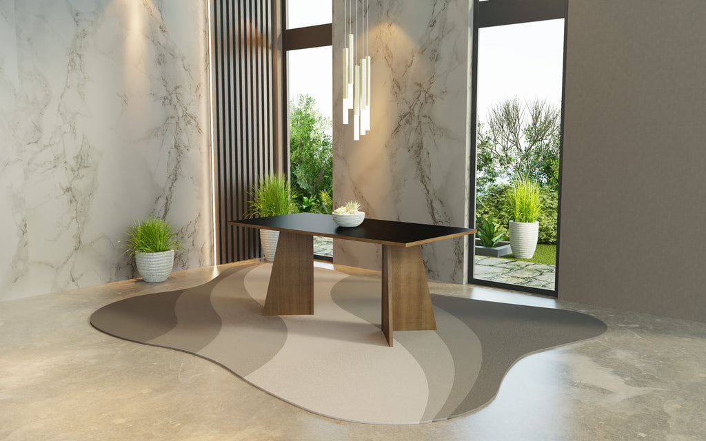 Mesa de Comedor Rectangular 8 Puestos MarrónNegro