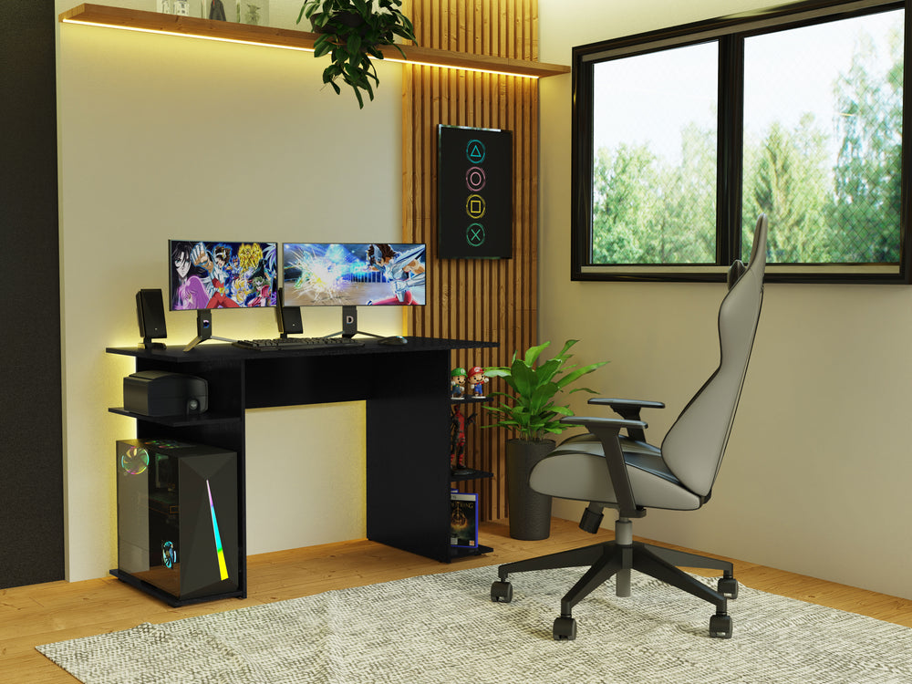 Escritorio Gamer Moderno para PC y Consola 9424 Negro