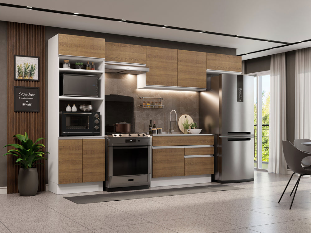 Cocina Integral Glamy 3.50 Metros Blanco/Marrón