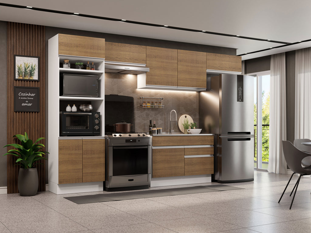 Cocina Integral Glamy 3.50 Metros Blanco/Marrón