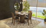 Juego de Comedor Perla con 4 Sillas - Tablero de Madera y Cristal