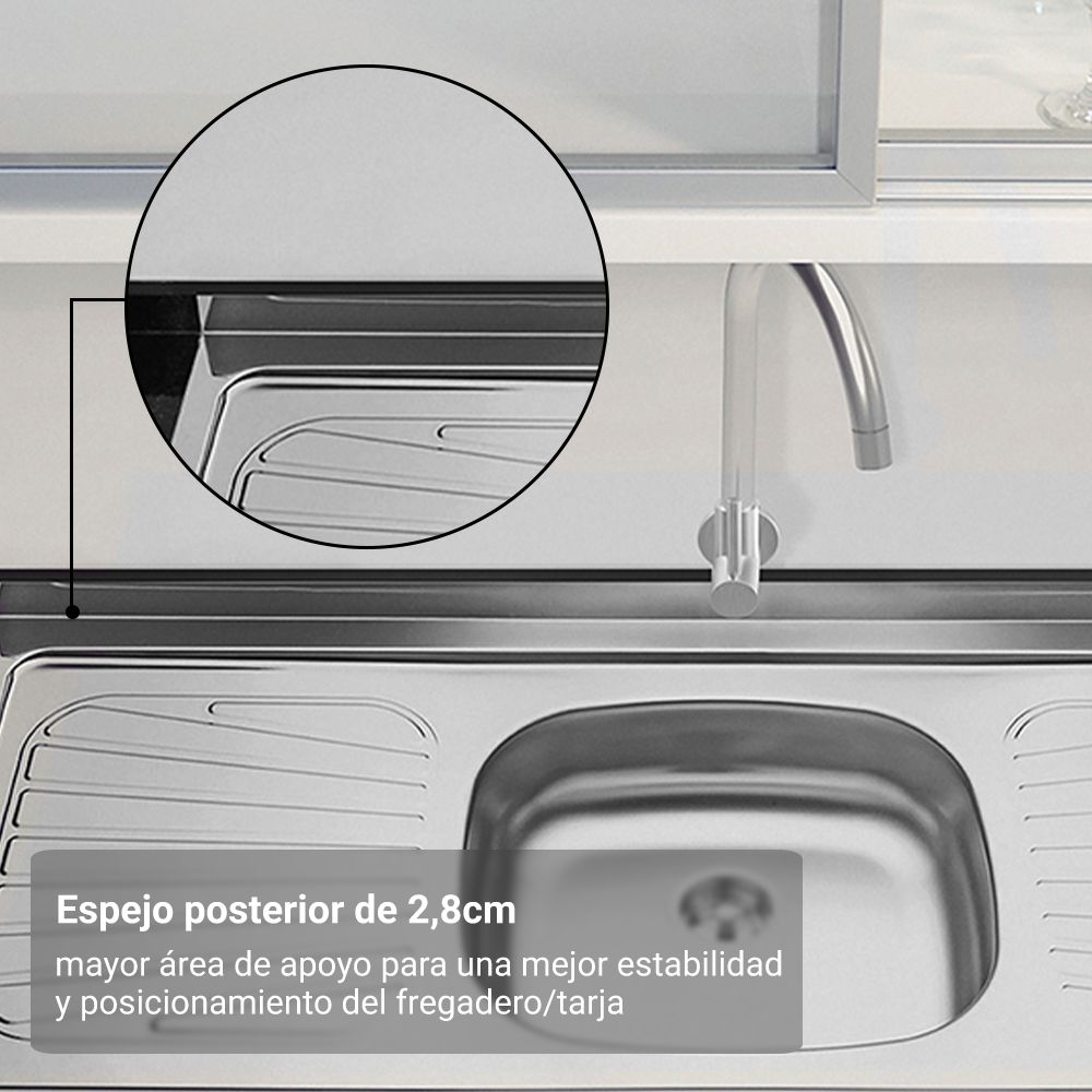Lavaplatos Tramontina de Acero Inoxidable 120 x 52 cm con Poceta Central y Escurridor