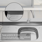 Lavaplatos Tramontina de Acero Inoxidable 120 x 52 cm con Poceta Central y Escurridor