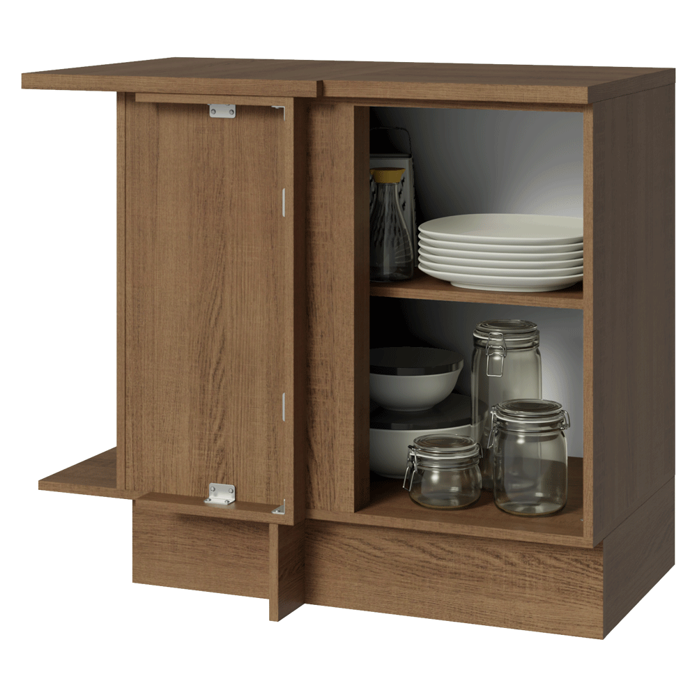 Mueble de Cocina Bajo de Esquina Glamy 1 Puerta Marrón/Blanco