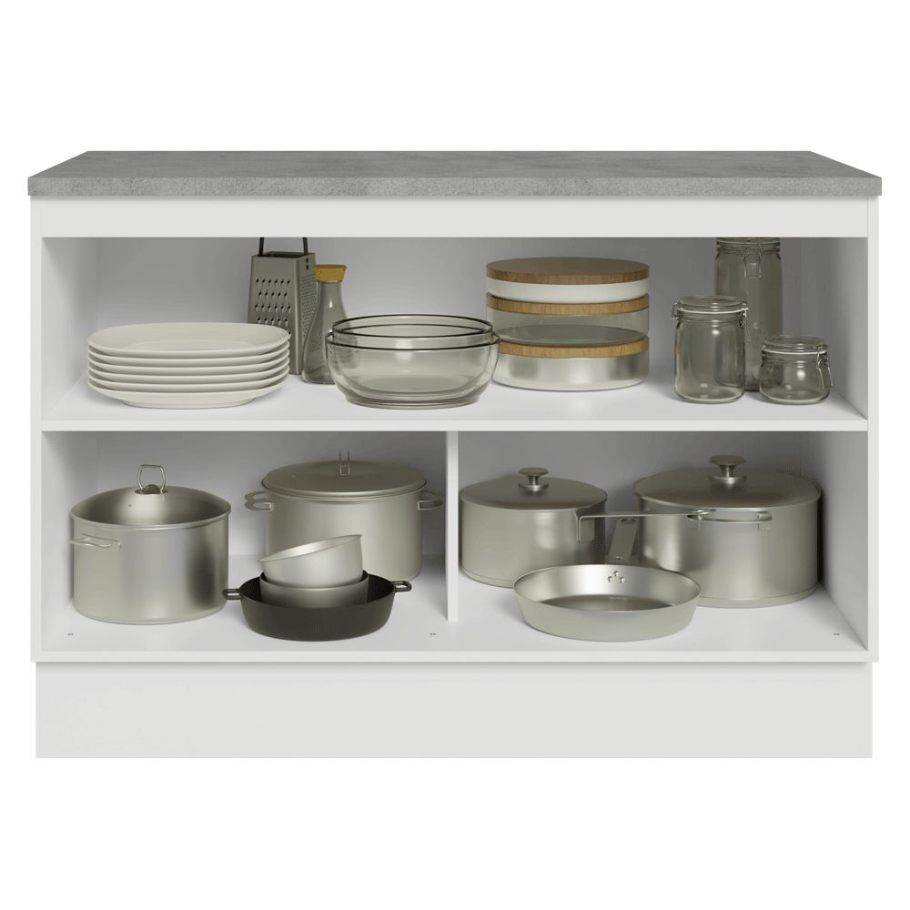 Mueble de Cocina Bajo Vik 1.20 m 2 Puertas con Encimera Blanco/Gris