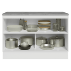 Mueble de Cocina Bajo Vik 1.20 m 2 Puertas con Encimera Blanco/Gris