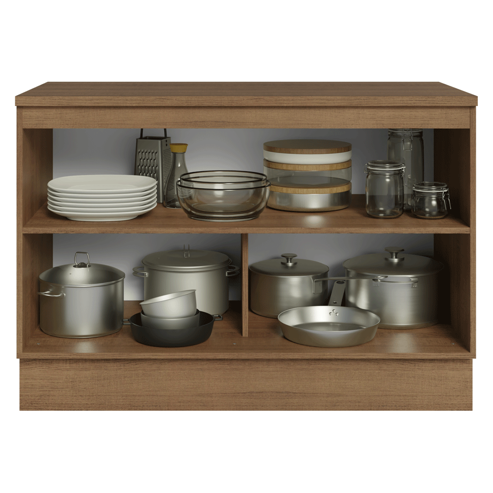 Mueble de Cocina Bajo Vik 1.20 m 2 Puertas con Encimera Marrón/Verde