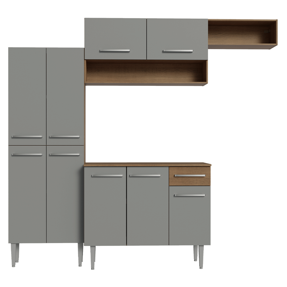 Cocina Integral Emilly 2.30 Metros Marrón/Gris 18