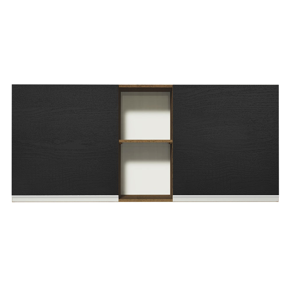Mueble de Cocina Superior Glamy 1.50 m 2 Puertas 2 Nichos Centrales Marrón/Negro