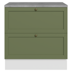Mueble de Cocina Bajo Vik 80 cm 2 Cajones Blanco/Verde
