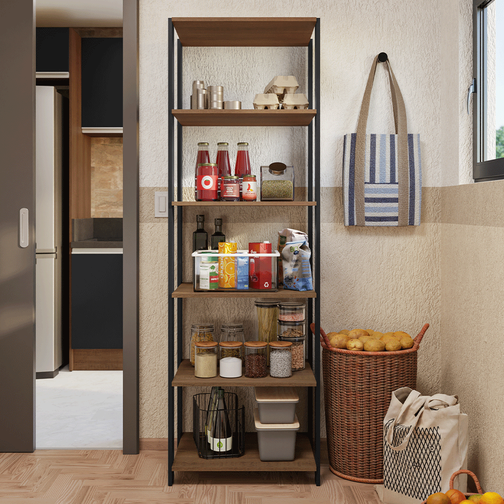 Estante Organizador Multiuso Madesa de 5 Repisas 59 cm Marrón/Negro