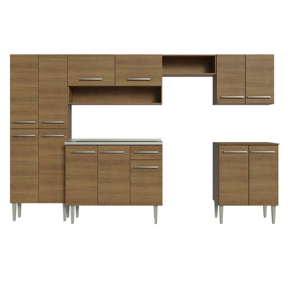 Cocina Integral Emilly 2.90 m con Mesón de Acero Marrón 08
