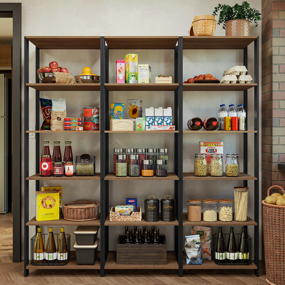 Estante Organizador Multiuso Madesa de 15 Repisas 177 cm Marrón/Negro