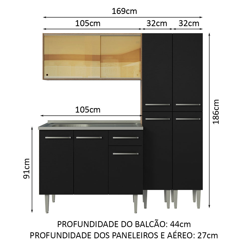 Cocina Integral Emilly 1.70 m con Mesón de Acero 12