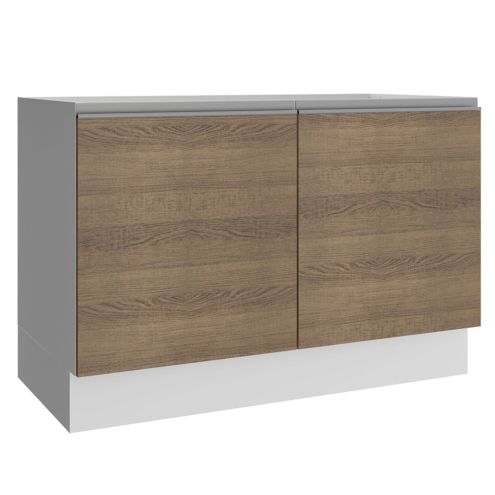 Mueble de Cocina Bajo Glamy 1.20 Metros 2 Puertas Blanco/Marrón