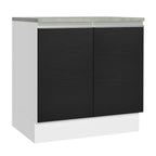 Mueble de Cocina Bajo Glamy 80 cm 2 Puertas Blanco/Negro