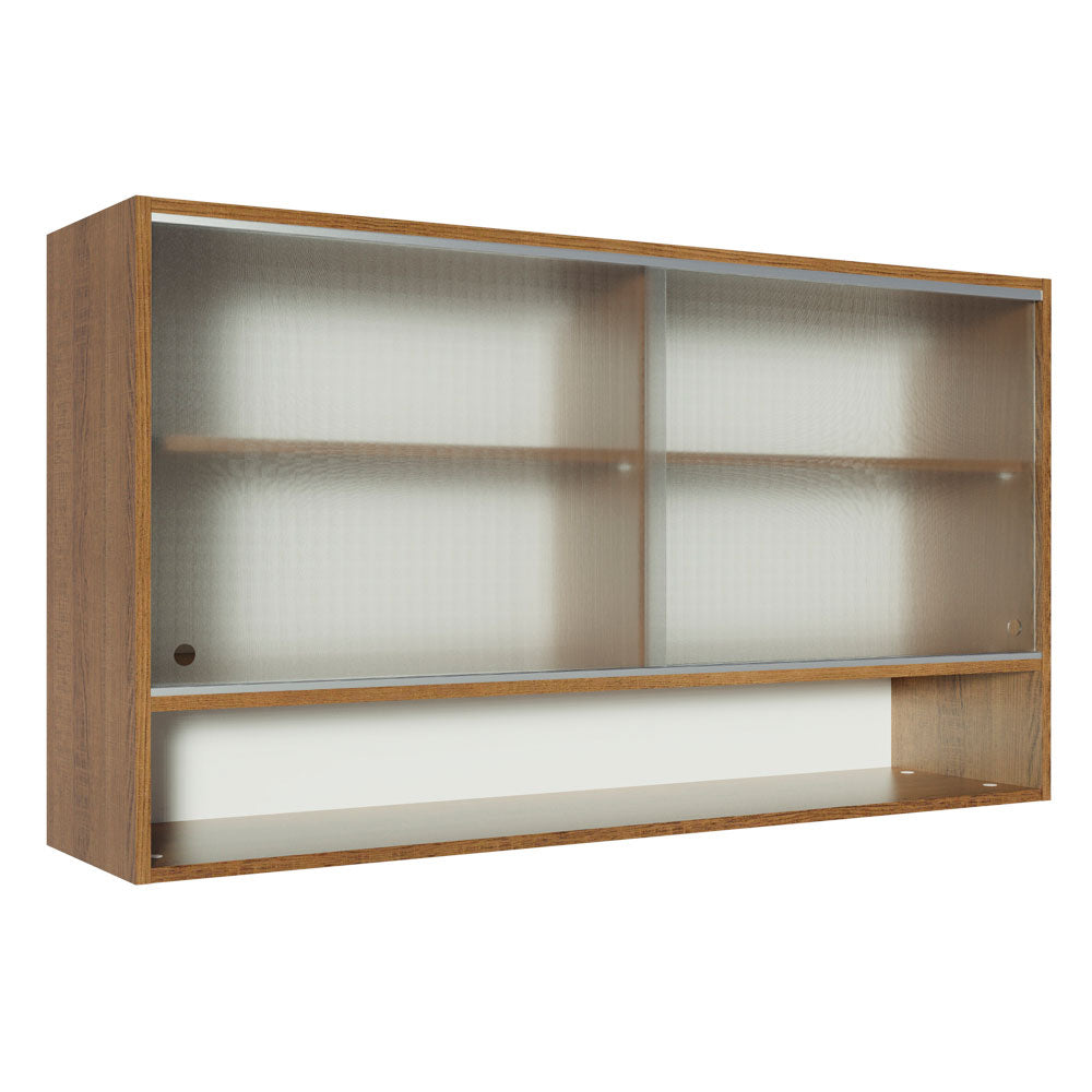 Mueble de Cocina Superior Glamy 1.20 m 2 Puertas Corredizas de Cristal 1 Nicho Marrón