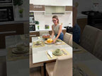 Juego de Comedor Stéfani con 6 Sillas - Tablero Rectangular de Madera y Cristal Marrón/Crema/Imperial Madesa