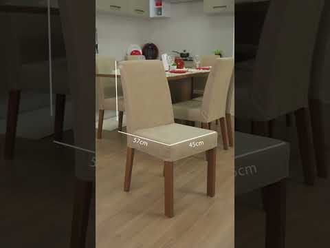 Juego de Comedor Alexis con 6 Sillas - Tablero de Madera y Cubierta de Cristal Marrón/Crema/Imperial