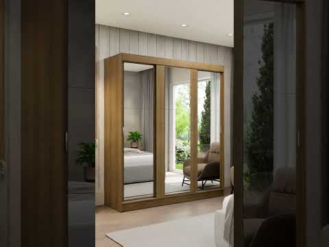 Clóset Reno 3 Puertas Corredizas 1 Espejo Negro 180 cm x 205 cm x 54 cm