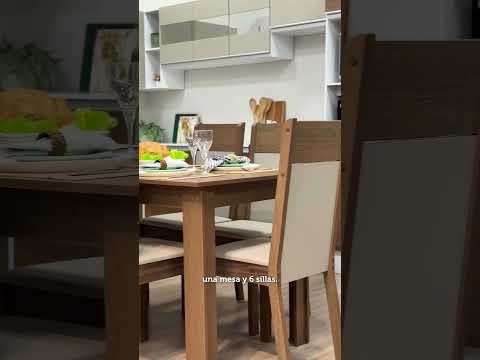 Juego de Comedor Jaíne con 6 Sillas Marrón/Beige