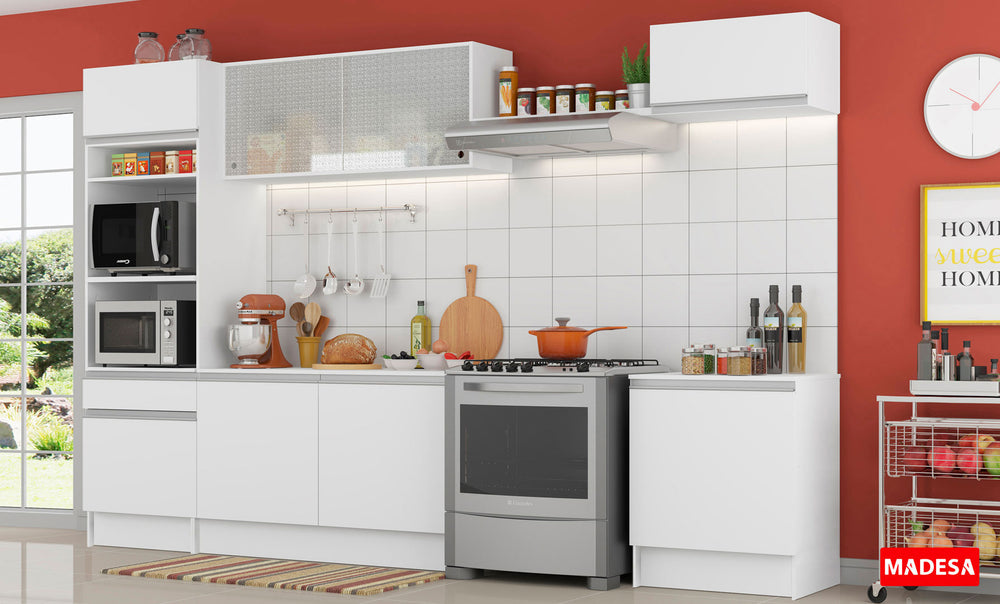 Kit Mueble de Cocina Superior y Mueble Bajo Topazio 60 cm Blanco Madesa