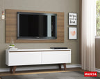 Centro de Entretenimiento para TV Le Mans Mesa y Panel Hasta 55 Pulgadas Blanco/Marrón