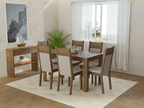 Juego de Comedor Bahamas con 6 Sillas Marrón/Crema/Beige
