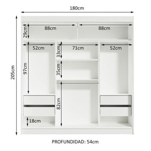 
                  
                    Cargar imagen en el visor de la galería, Ropero Reno 3 Puertas Corredizas Y 4 Cajones
                  
                