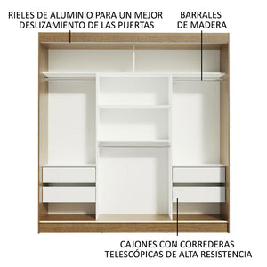 
                  
                    Cargar imagen en el visor de la galería, Ropero Reno 3 Puertas Corredizas Y 4 Cajones
                  
                