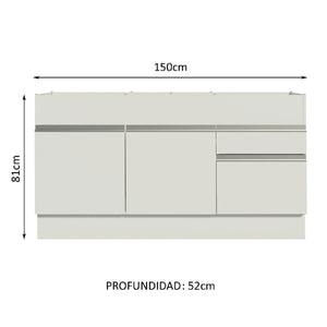 
                  
                    Cargar imagen en el visor de la galería, Mueble De Cocina 2 Cajones 2 Puertas 150 Cm
                  
                