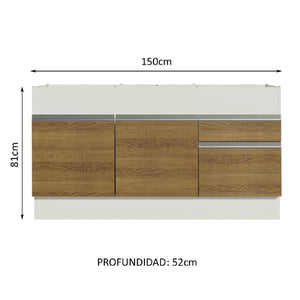 
                  
                    Cargar imagen en el visor de la galería, Mueble De Cocina 2 Cajones 2 Puertas 150 Cm
                  
                