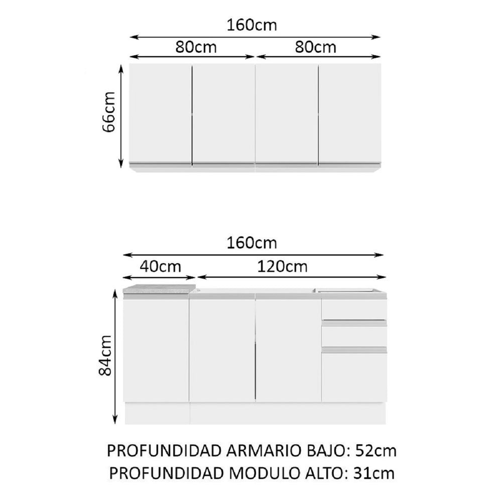 
                  
                    Cargar imagen en el visor de la galería, Cocina Integral Glamy Sin Mesón De Acero 160 Cm
                  
                